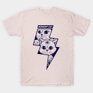 Worship Cats (just blue) T-Shirt